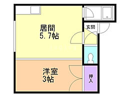 城北ハイツC 1DKの間取図画像