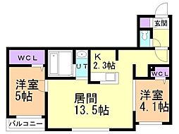 S-RESIDENCE元町alectra 3階2LDKの間取り