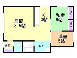 高田マンション 2LDKの間取図画像