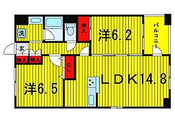 レクセルマンション上野松が谷 2LDKの間取図画像