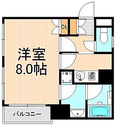 アトラスミオ浅草雷門 1Kの間取図画像