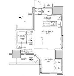 プラウドフラット浅草雷門 1LDKの間取図画像