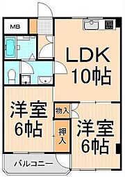 コーポ柳川 2LDKの間取図画像