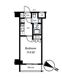 ARCOBALENO OSHIAGE BLOSSOM 1Kの間取図画像