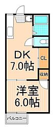 シンシアハイム 1DKの間取図画像
