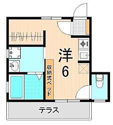 FUJI四ツ星ハイツ ワンルームの間取図画像