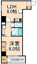 オリーブマンション荒川 1LDKの間取図画像