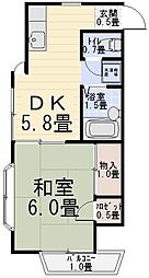グランドール・アイダD 2DKの間取図画像