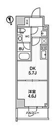 ALTERNA浅草 1DKの間取図画像