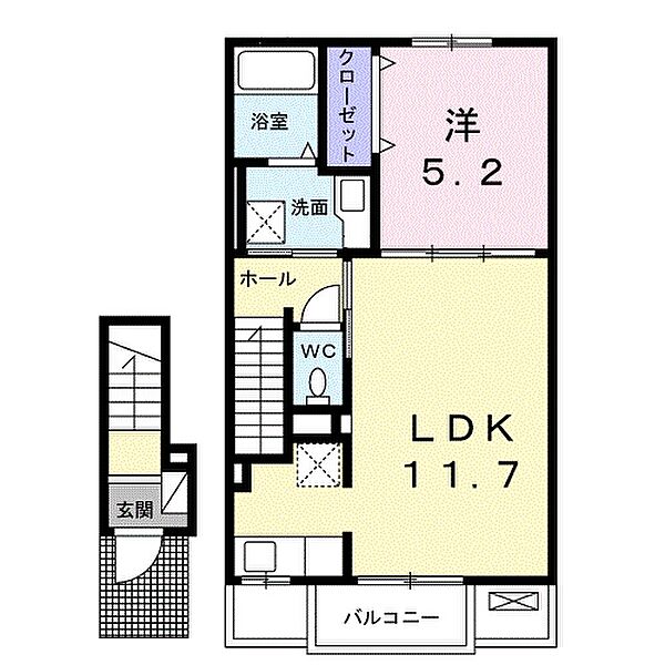 クルールC 202｜愛媛県西条市北条(賃貸アパート1LDK・2階・43.32㎡)の写真 その3