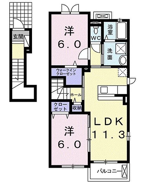 アンジュクレール 201｜愛媛県西条市周布(賃貸アパート2LDK・2階・58.22㎡)の写真 その3