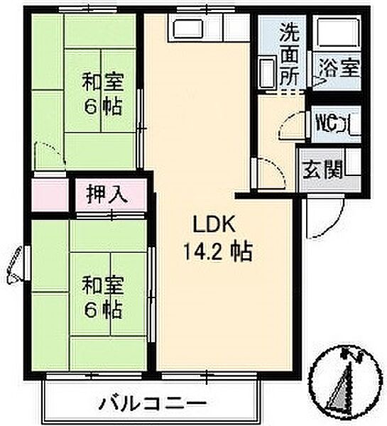 ガーデンハイツD棟 208｜愛媛県西条市大町(賃貸アパート2LDK・2階・54.81㎡)の写真 その3