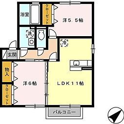 ベル・ドゥ・ジュールD 2LDKの間取図画像