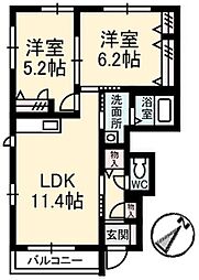 シャーメゾン立花A 2LDKの間取図画像