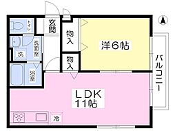 ディアハイム古三津 1LDKの間取図画像