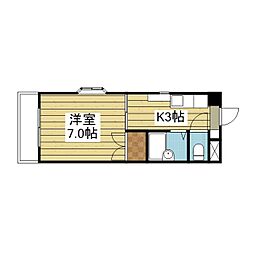 レジデンスヨコオ 1Kの間取図画像