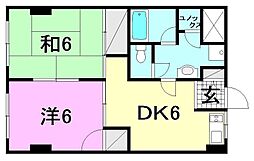 第3森ビル 2DKの間取図画像