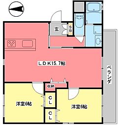 ブライムブルーム 2LDKの間取図画像