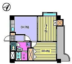 サザンコート6 2DKの間取図画像