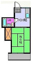 コーポ飛鳥 1Kの間取図画像
