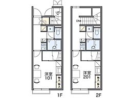レオパレスワンダーランド4 1Kの間取図画像