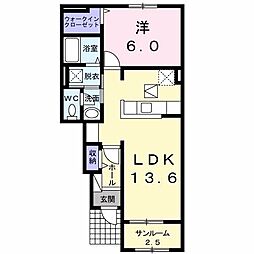 グラースフランB 1LDKの間取図画像