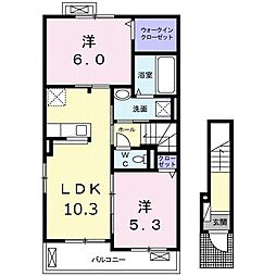 アフロディーテヴァンテアン 2LDKの間取図画像