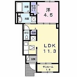 カーサラフィナート 1LDKの間取図画像