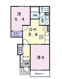 ラフレシール1 2Kの間取図画像