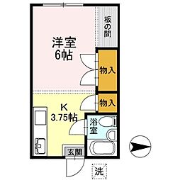 山岡ハイツ 1Kの間取図画像