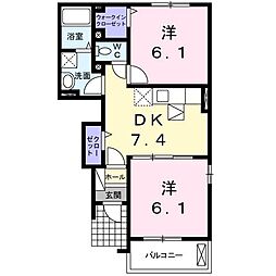 プリムローズA 2DKの間取図画像