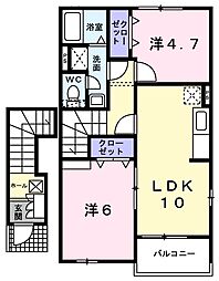 メゾンサニー 2LDKの間取図画像