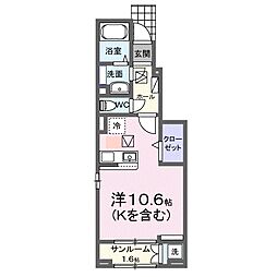プレフェリート5 ワンルームの間取図画像