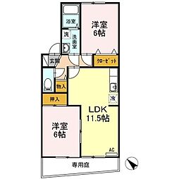 セジュールたかなわ 2LDKの間取図画像