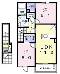ブルーマーリンE 2LDKの間取図画像