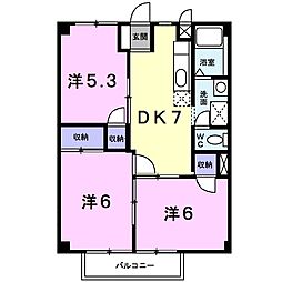 グリーンアビタシオン 3DKの間取図画像