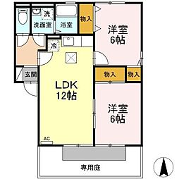 プレジャーC 2LDKの間取図画像