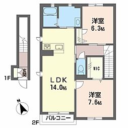 GartenMasakiB 2LDKの間取図画像