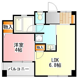 日野スカイマンション 1LDKの間取図画像