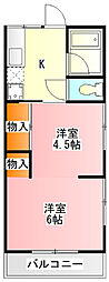 磯沼荘 2Kの間取図画像