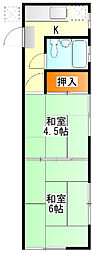 ハイツ秀峰 2Kの間取図画像