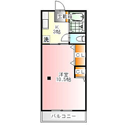 フェリオ・ヒノ 1Kの間取図画像