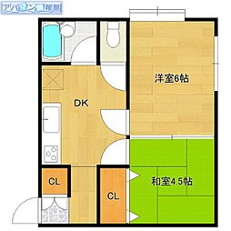 リベイブル小針台 2DKの間取図画像