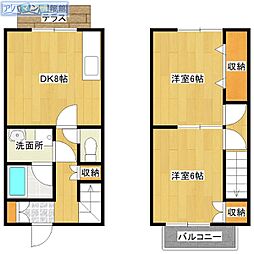 ラフィーネ吉川I 1階2DKの間取り