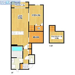 Belle Lead　小針 1階1SLDKの間取り