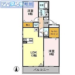 セブンワンテンＥ 2階2LDKの間取り