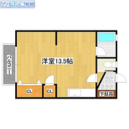 ノーバハウス ワンルームの間取図画像