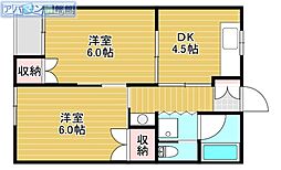 ピアータウン 2DKの間取図画像