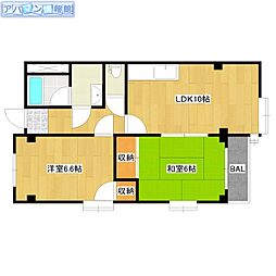 ジョイフル真砂A 2LDKの間取図画像