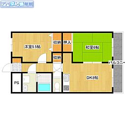 ワルトハイム青山 2DKの間取図画像